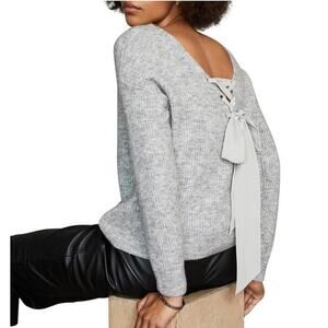 Mint Velvet Grey Boxy Back Tie Wool Blend Jumper Sweater Size M
